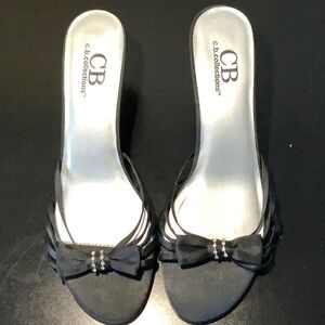 CB Collections backless rhinestone bow heel, Sz 10M